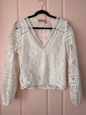 Willow+Root Floral Lace V-Neck Blouse Sz medium
